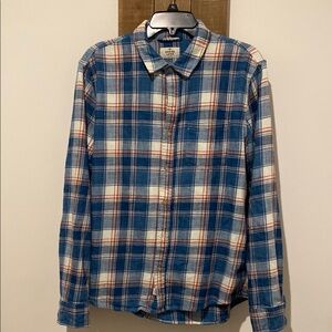 Marine Layer Casual Blue and Red Button Down Shirt